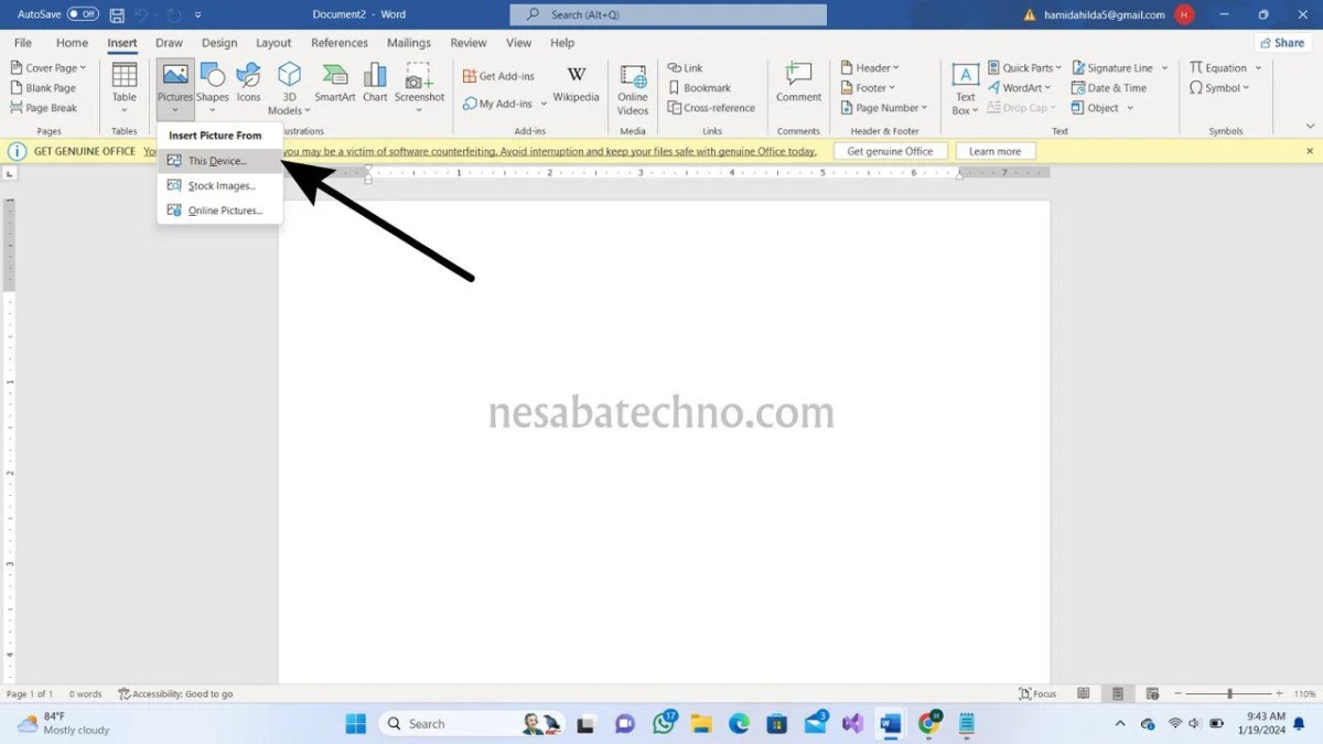 Cara Menyisipkan Gambar di Dokumen Word