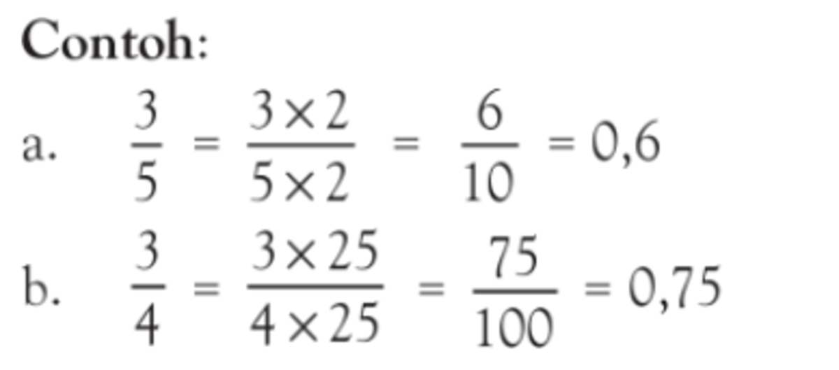 Pecahan: 3/4, 2/5, 6/8, 8/12, 10/16, 10/15