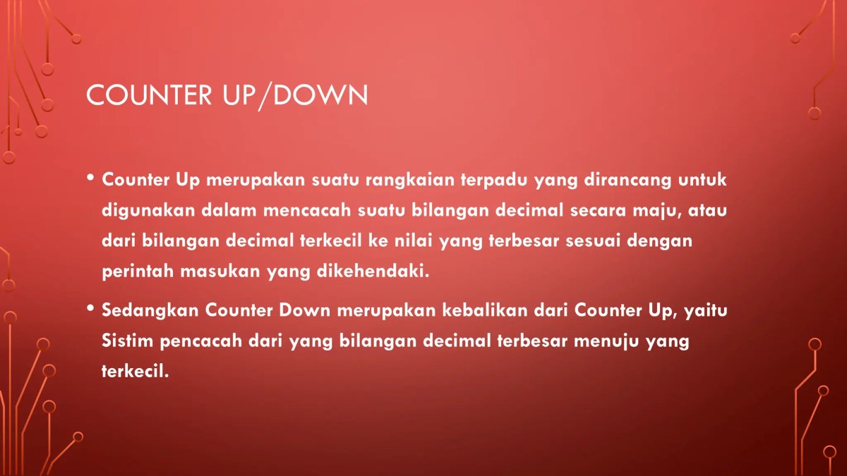 Counter menghitung nilai 0 sampai 6 dengan keterangan