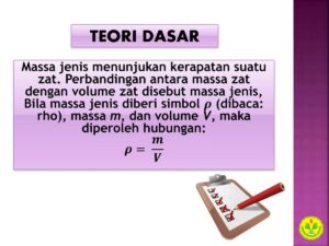 Menentukan massa jenis es dari selisih volume 5 cm³ pada 45 g