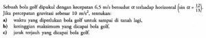 Gaya Rata-rata pada Bola Golf 0,2 kg dengan Kecepatan 50 m/s dan Kontak 0,001 s