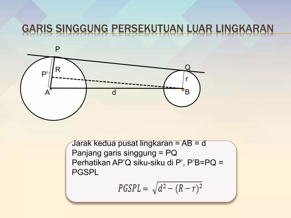 Hubungan a b r pada garis singgung lingkaran O
