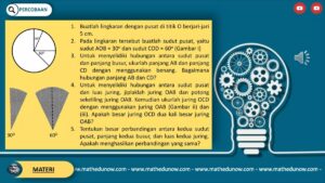 Luas juring jari‑jari 21 cm, sudut pusat 720°