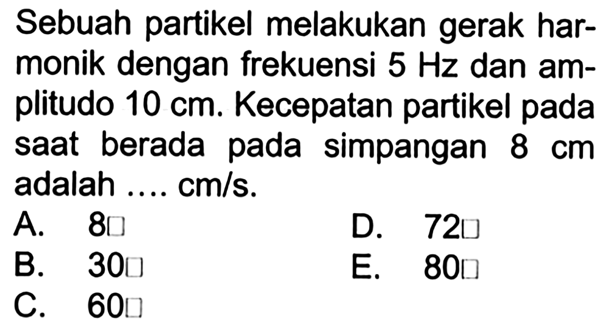 Energi Potensial Benda Harmonik 100 g, Amplitudo 10 cm, Frekuensi 10 Hz pada Simpangan 0,05 m