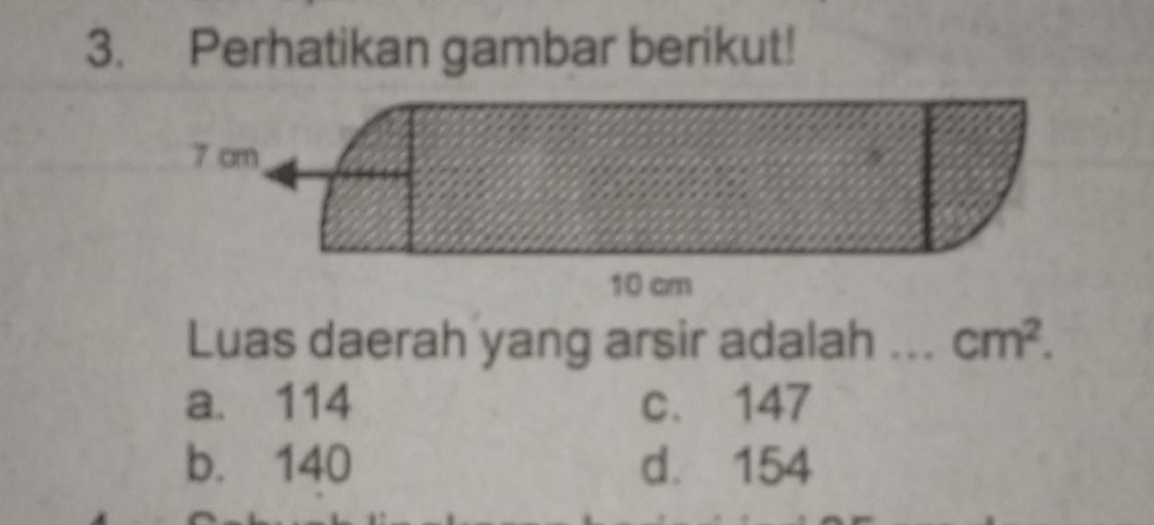 Hitung luas daerah berarsir bila OA dan OB 7 cm