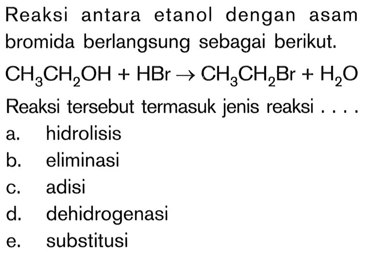 Reaksi antara etena dengan asam fluorida termasuk reaksi