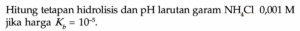 Hitung volume NH4Cl 25% dan NaOH 8N untuk buffer pH 10