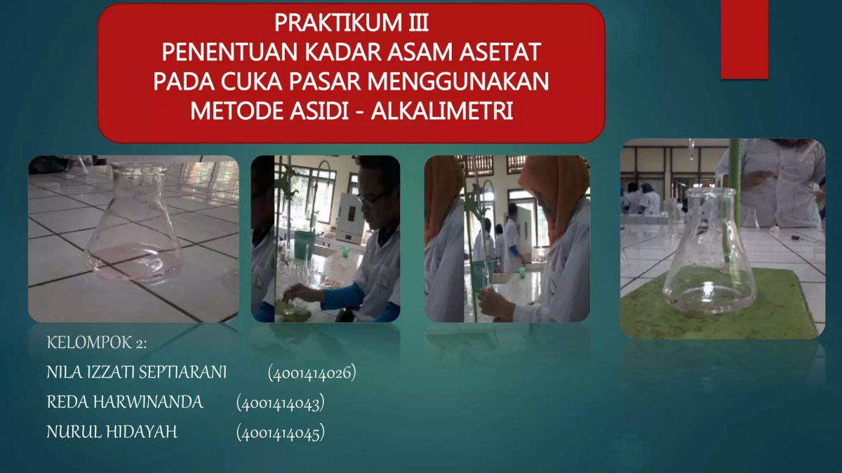 Penentuan Kadar Asam Asetat dalam Cuka Makan melalui Titrasi NaOH