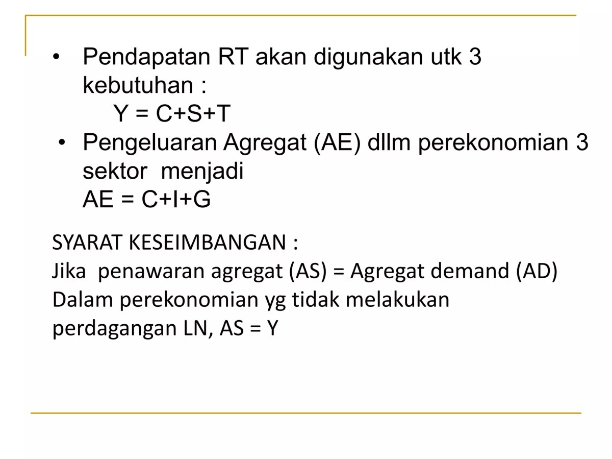 Menghitung Pendapatan Ekuilibrium dengan Fungsi Saving S=-30+0.4y dan Investasi 50 Triliun