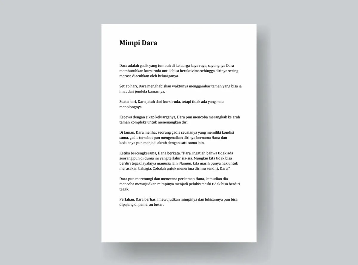 Buat cerpen dan resensinya