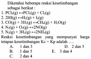 Menghitung Kp Reaksi Setimbang PCCl5 menjadi PCl3 dan Cl2