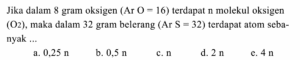 Jumlah Partikel Oksigen (O₂) dalam 8 gram Gas Oksigen
