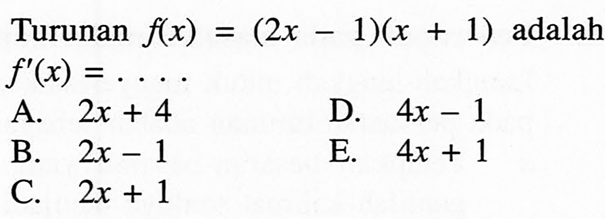 Turunan Pertama f(x)=3x³+2x²-1/(2x)+7