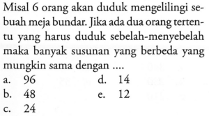 Menghitung Posisi Duduk Pasangan di Meja Bundar