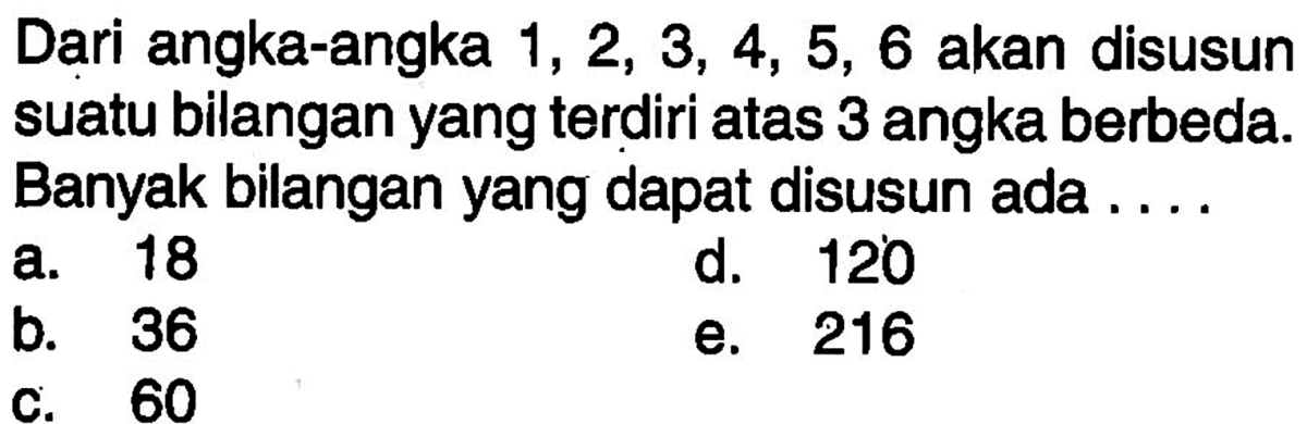 Angka dari 5, 3, 6, dan 4