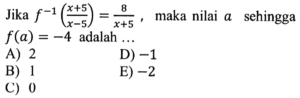 Nilai f⁻¹(221) dari f(x)=(x‑2)³+5