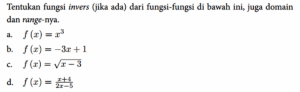 Tentukan invers fungsi f(x)= (3x+5)/(x-7)