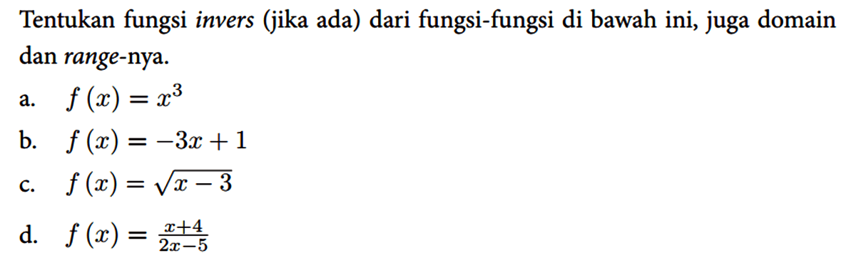 Tentukan invers fungsi f(x)= (3x+5)/(x-7)