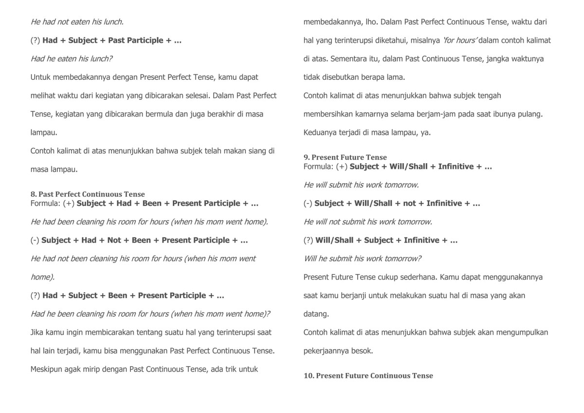 Mengisi titik pada kalimat My father ... tea dan menjelaskan tenses