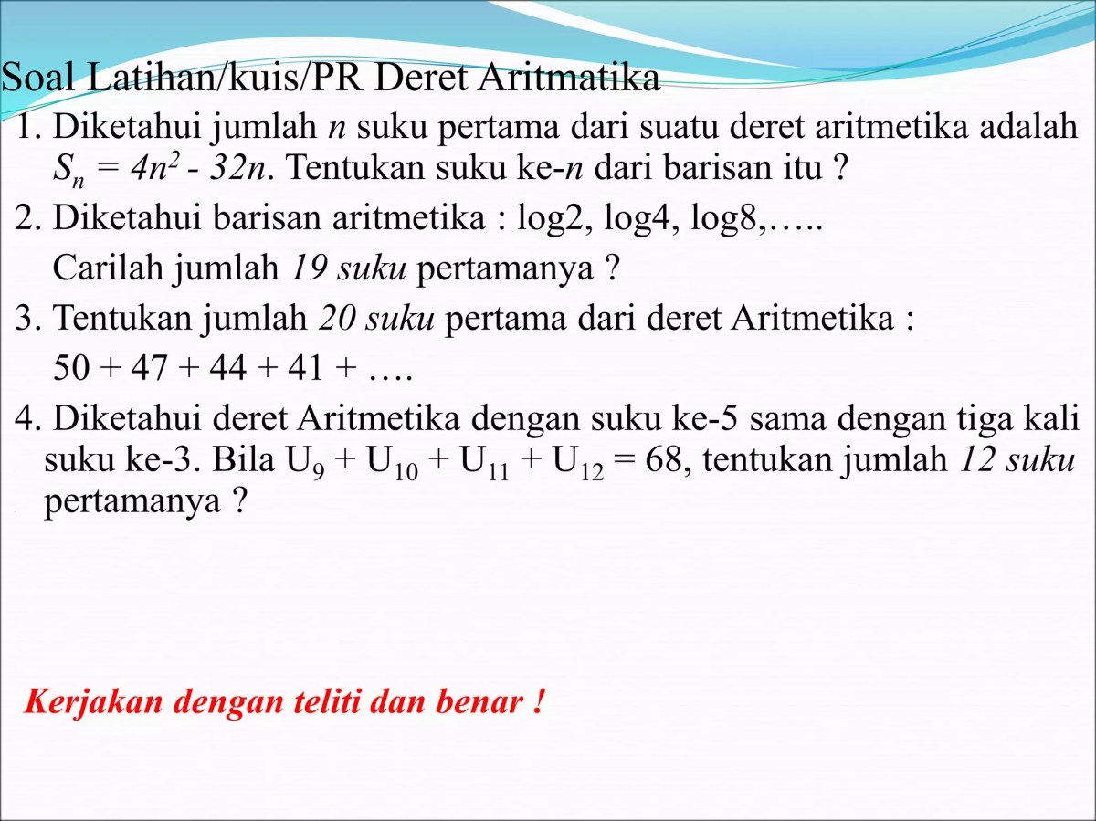 Bayangan Titik A dan Panjang Kabel Berdasarkan Deret Aritmetika