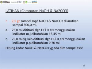 Titrasi NaOH 8 g dalam 250 ml: Hitung kadar NaOH