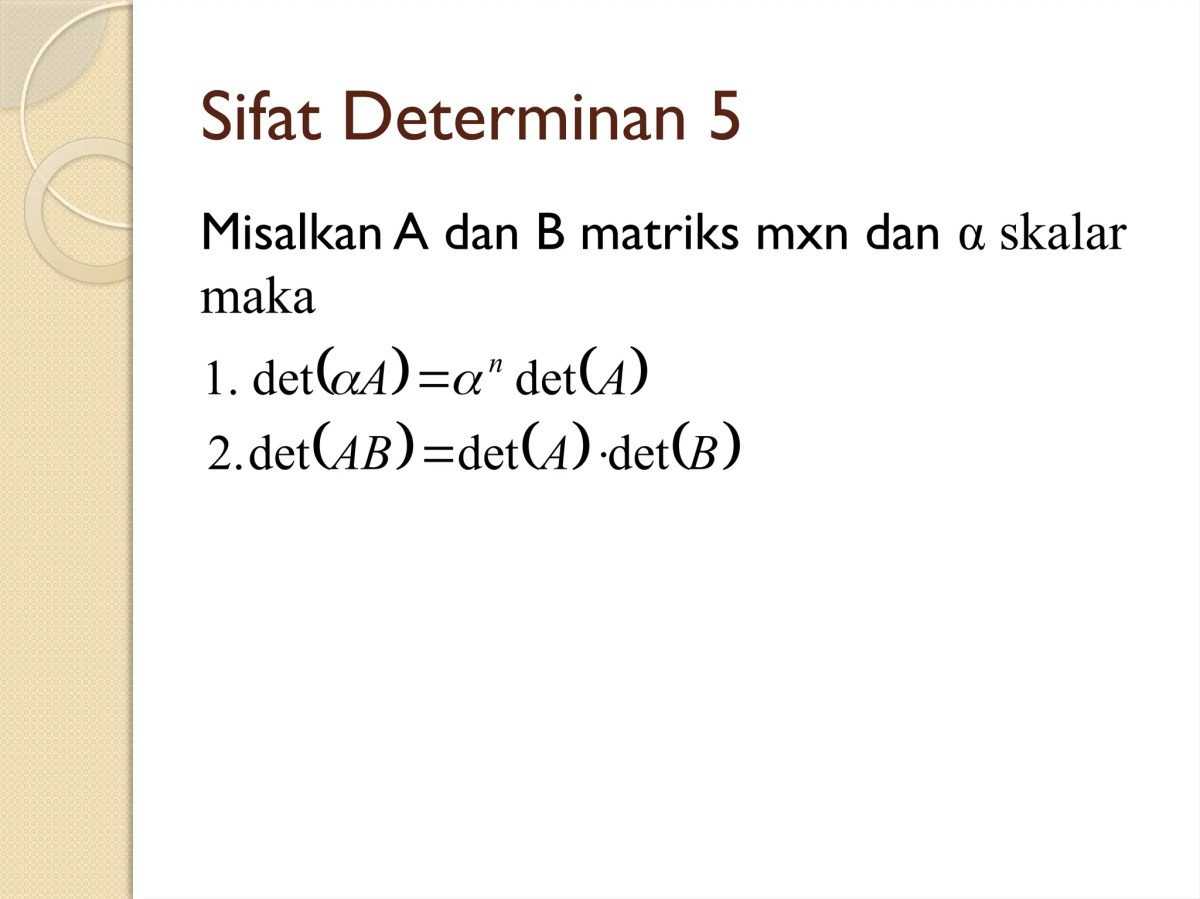 Menentukan Nilai X pada Determinan Matriks