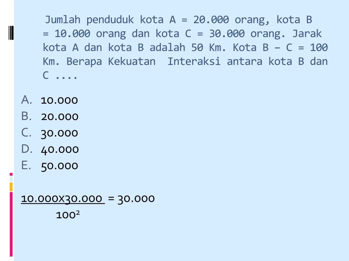 Menentukan Kekuatan Interaksi Penduduk A, B, dan C Berdasarkan Jarak
