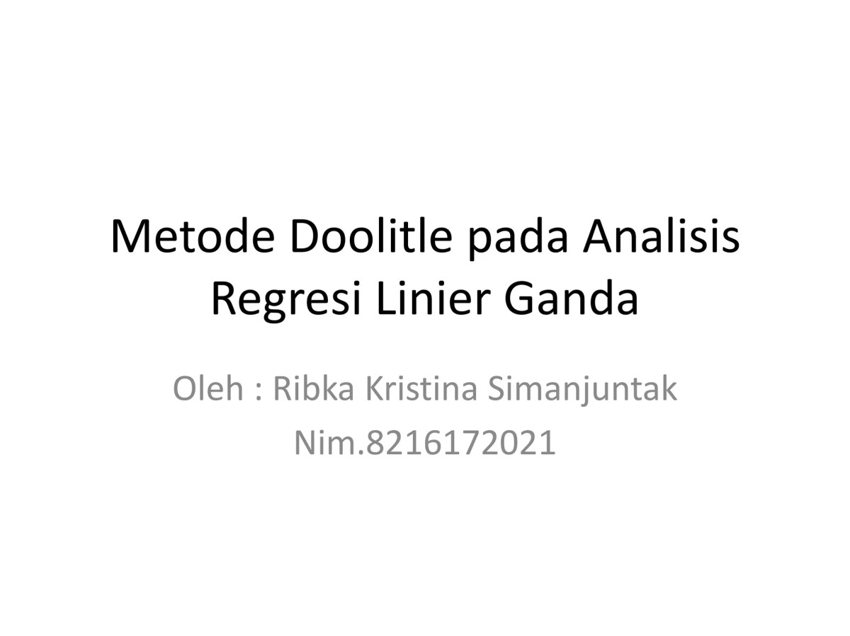 Aljabar Metode Doolittle