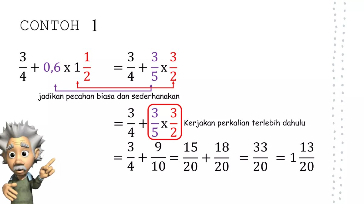 Operasi Hitung Campuran Pecahan: 8/9 – 3/5 ÷ 6/8