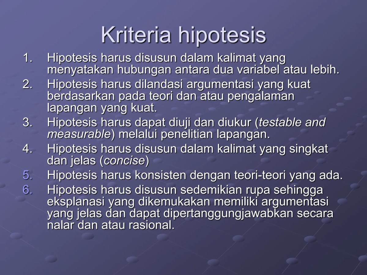 Definisi Hipotesis dalam Ujian Akhir Semester SMA/SMK 2016