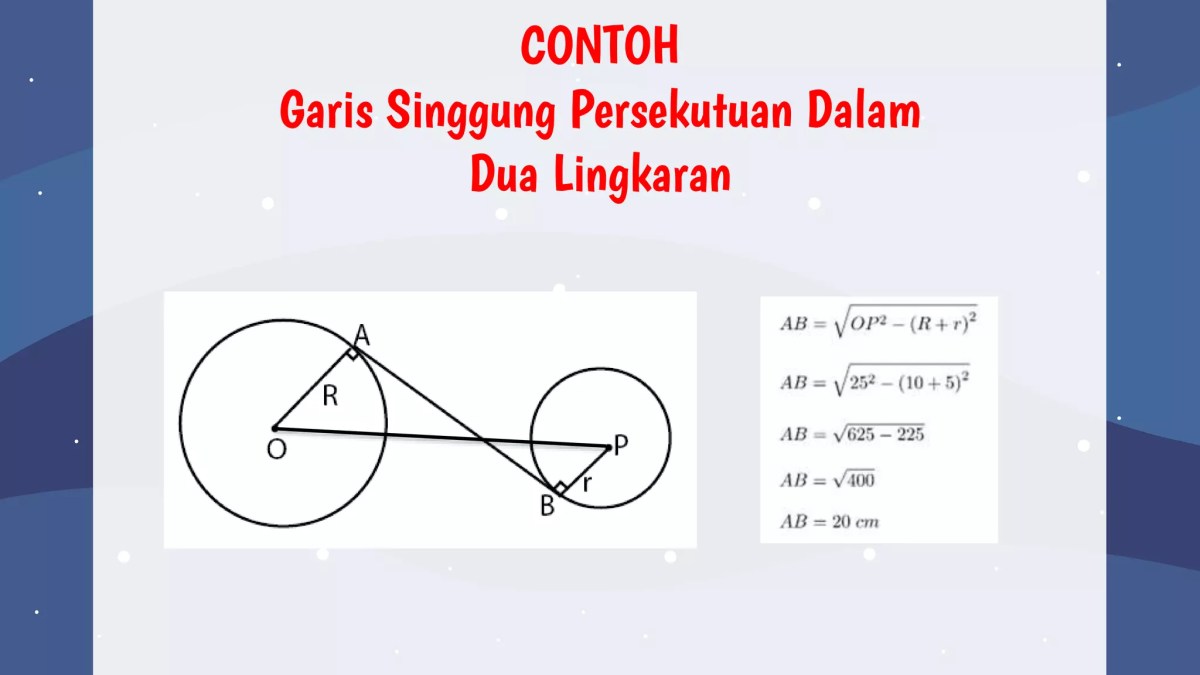 Selisih Jari‑Jari Dua Lingkaran dari Garis Singgung 24 cm & Jarak Pusat 26 cm