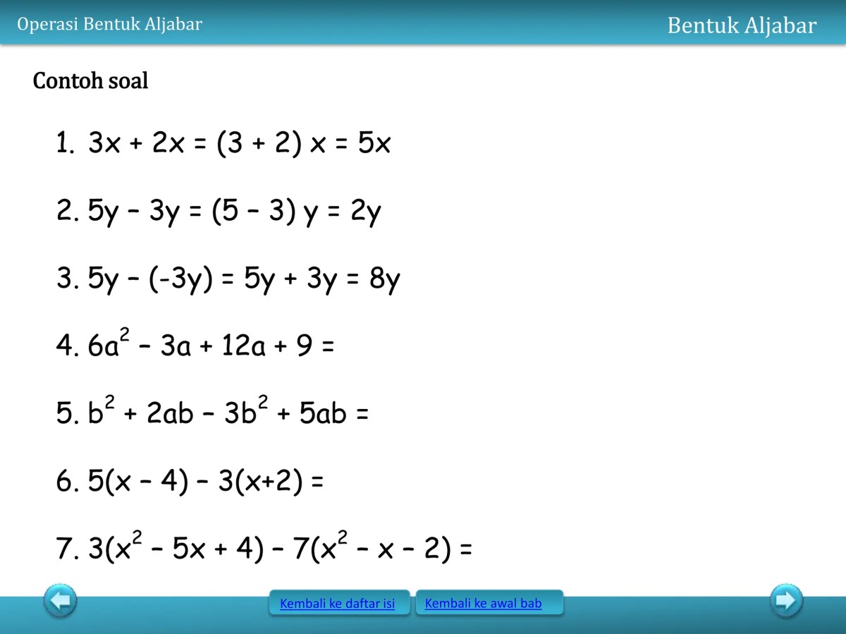 Sederhanakan Ekspresi Aljabar x+2y+3x+3