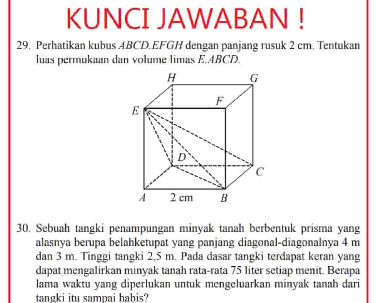 Kubus dengan rusuk 21 cm: hitung luas permukaan dan volume