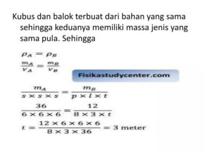 Hitung massa jenis balok dari dimensi dan massa diberikan