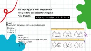 Banyaknya korespondensi satu-satu yang mungkin terjadi dari himpunan A = {3, 5, 7, 9, 11} ke himpunan Q = {a, b, c, d, e} adalah