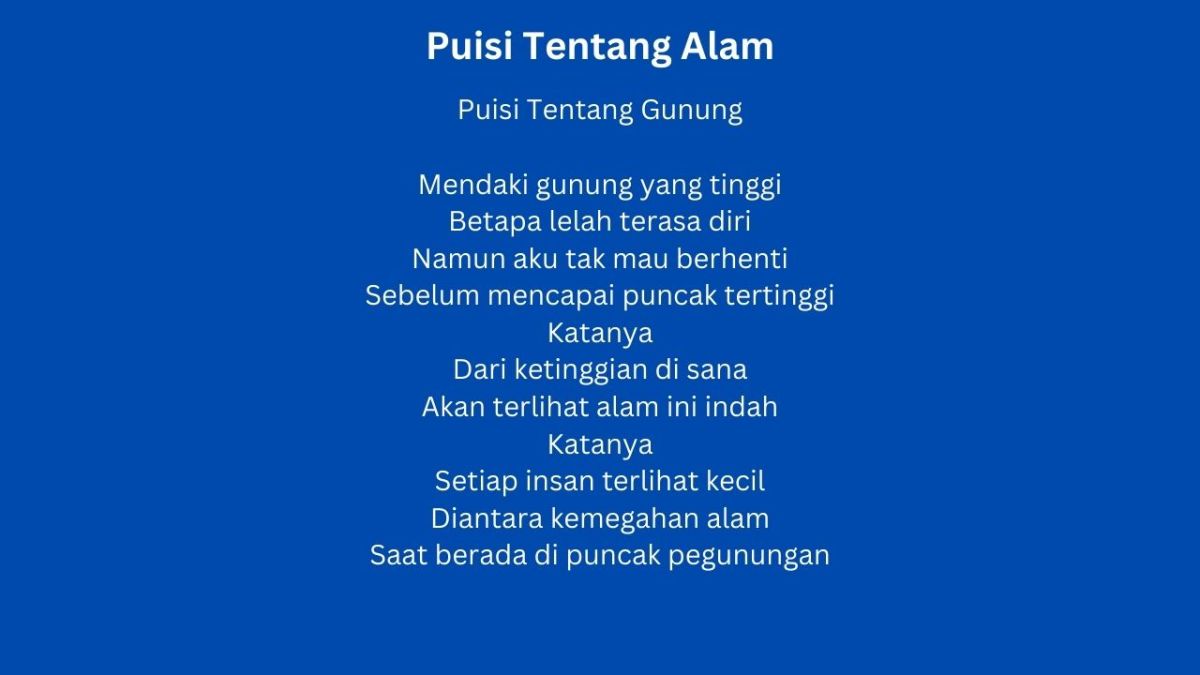 Puisi tentang Keindahan Alam
