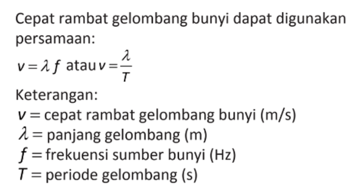 Panjang gelombang tali dengan 20 gelombang dalam 5 detik, kecepatan 20 m/s