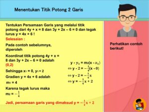 Koordinat Titik Potong Garis L dengan x+3y=5 melalui (-1,2)