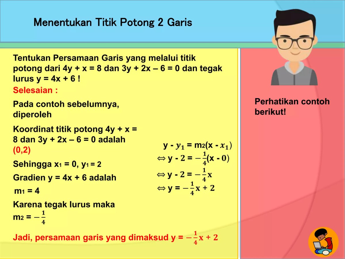 Koordinat Titik Potong Garis L dengan x+3y=5 melalui (-1,2)