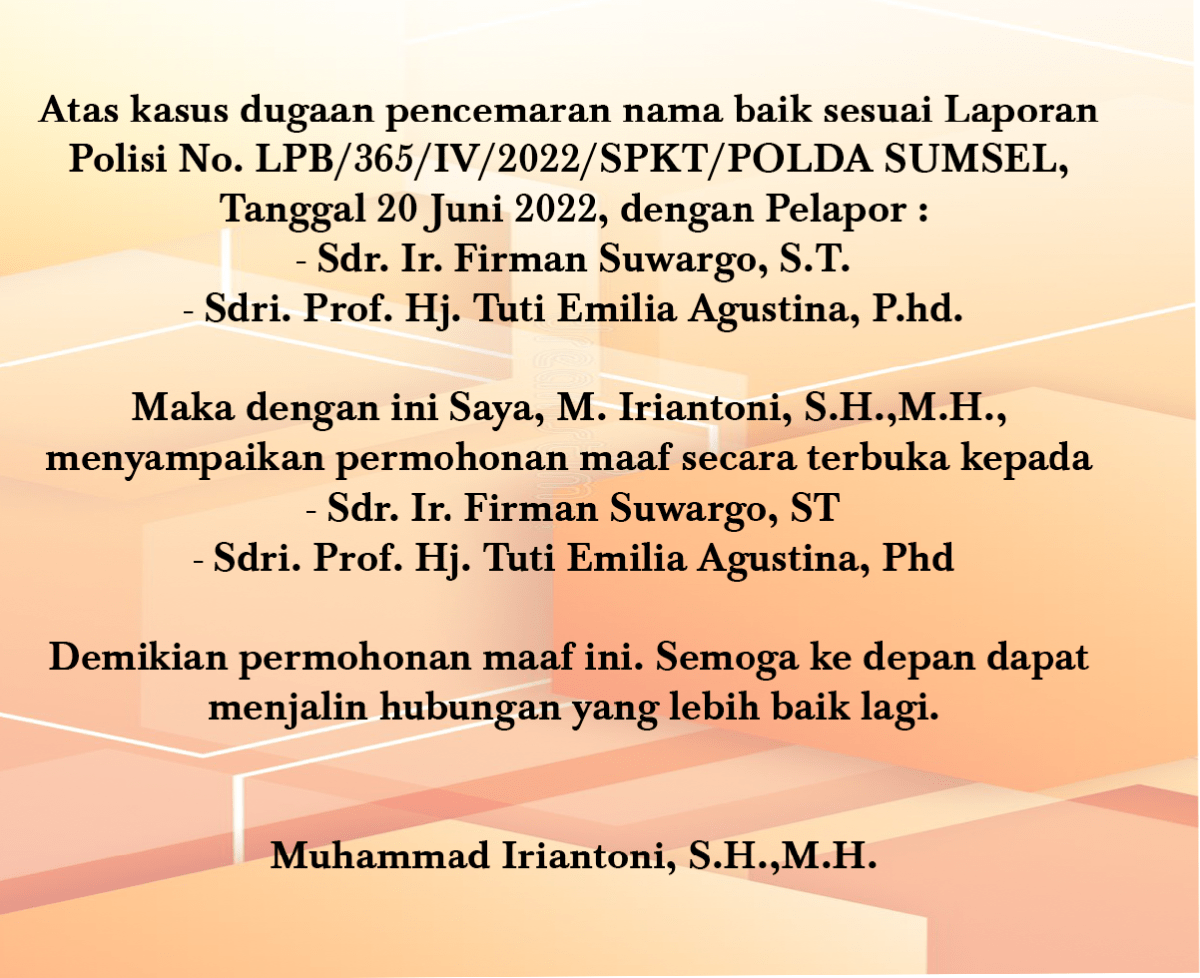 Permohonan Maaf Keluarga Almarhum atas Kesalahan