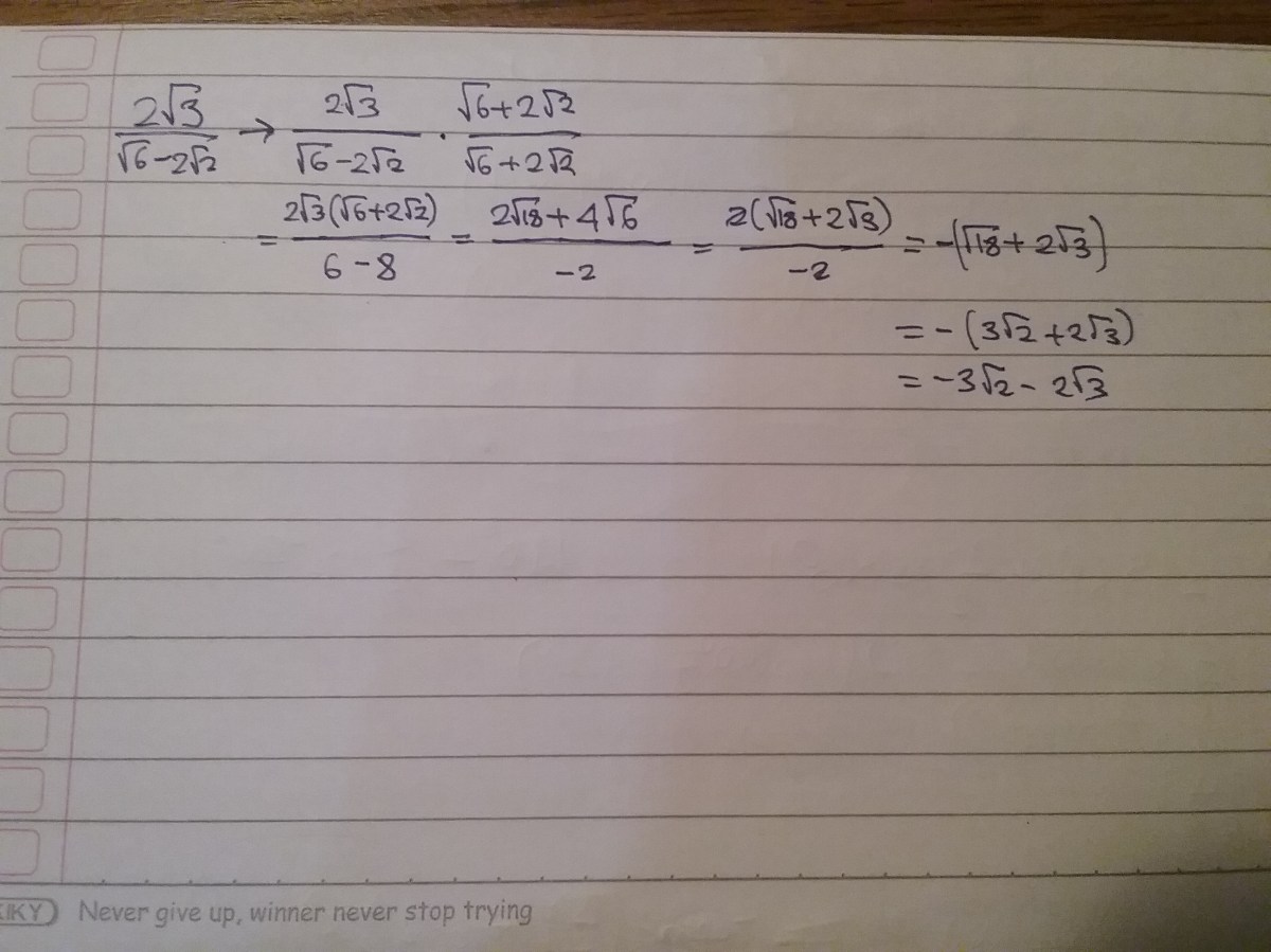 Pembagian √2 dengan √2 ditambah √7