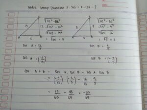 Diketahui sin a = 8/10, sudut a lancip; cari cos a