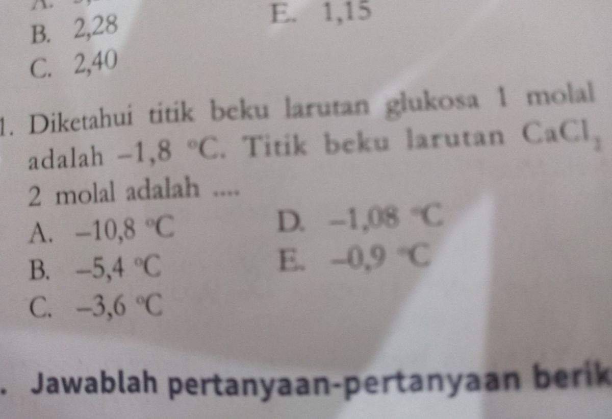 Penurunan Titik Beku Larutan CaCl₂ 0,54 Molal