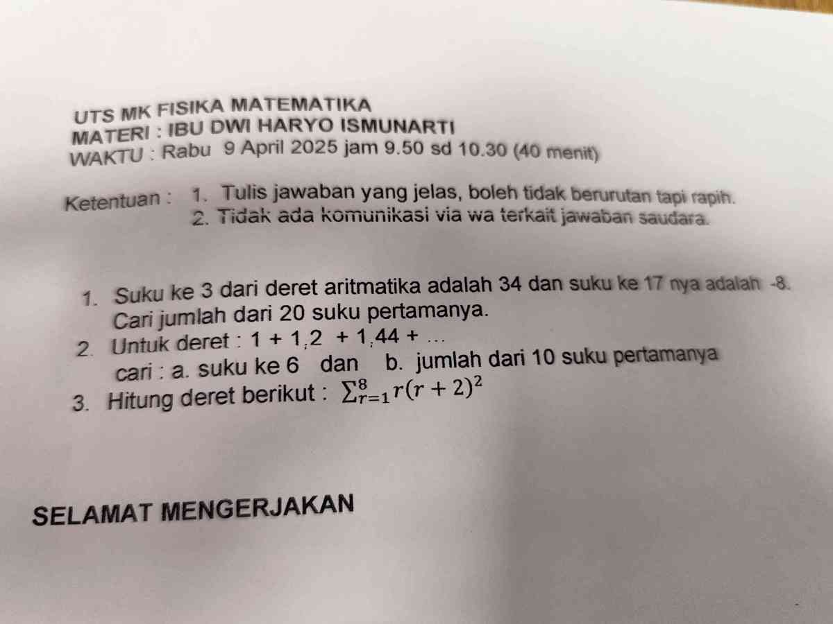 Suku ke‑30 dari deret 4, 12, 22, 34