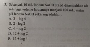 PH larutan NaOH setelah ditambahkan 900 mL air