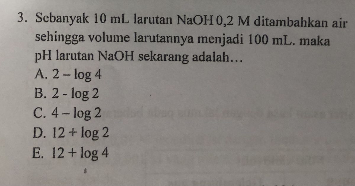 PH larutan NaOH setelah ditambahkan 900 mL air