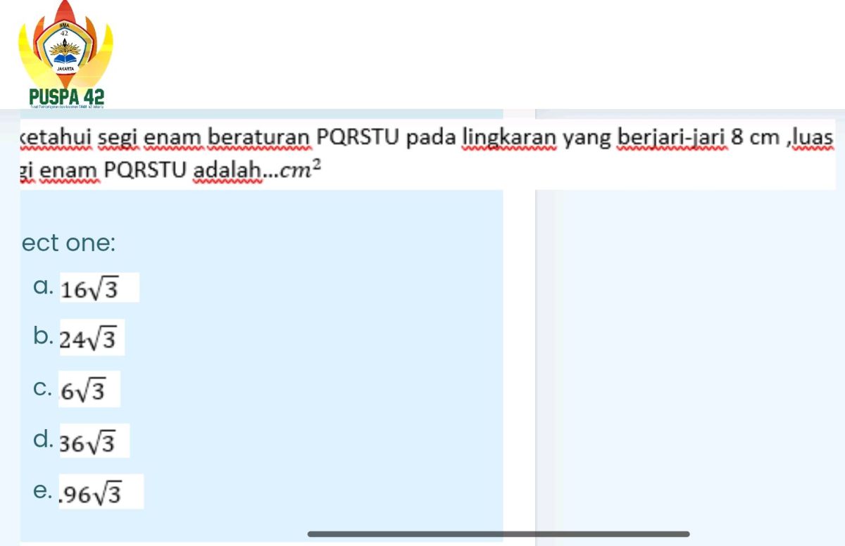 Keliling Segienam Beraturan dalam Lingkaran Jari‑Jari 8 cm