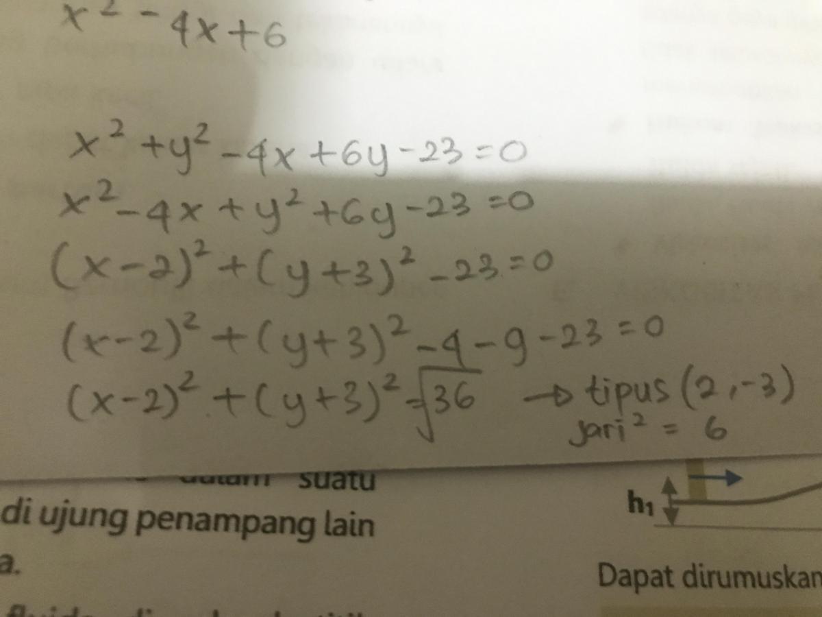 Tentukan Pusat dan Jari‑Jari Lingkaran X²+y²-4x-6y+4=0