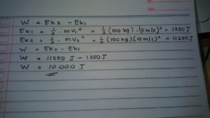 Usaha motor 125 kg dari 10 m/s ke 15 m/s dalam 5 s