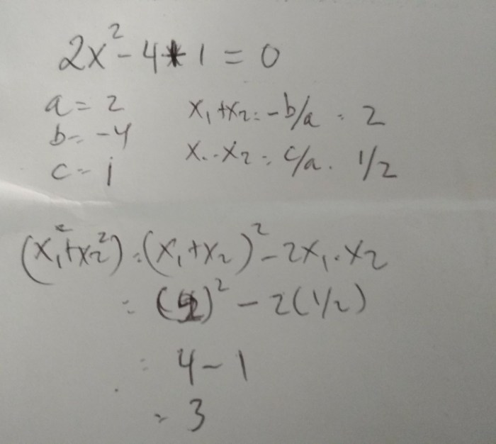Jika x1 dan x2 merupakan akar-akar persamaan kuadrat x^2 + 5x + 3 = 0, tentukan nilai berikut. a. x1 + x2 b. x1x2